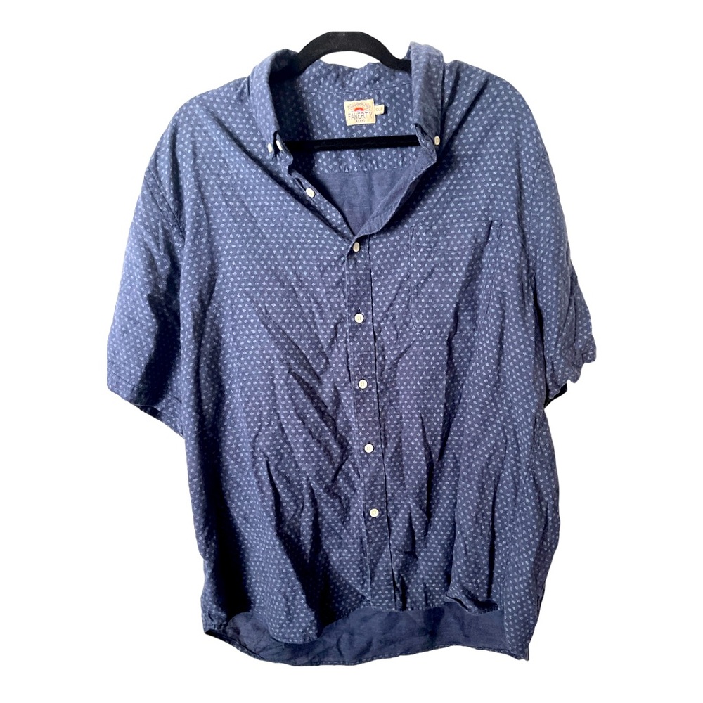 Faherty Navy Blue‎ Men’s Short Sleeve Button Down Shirt